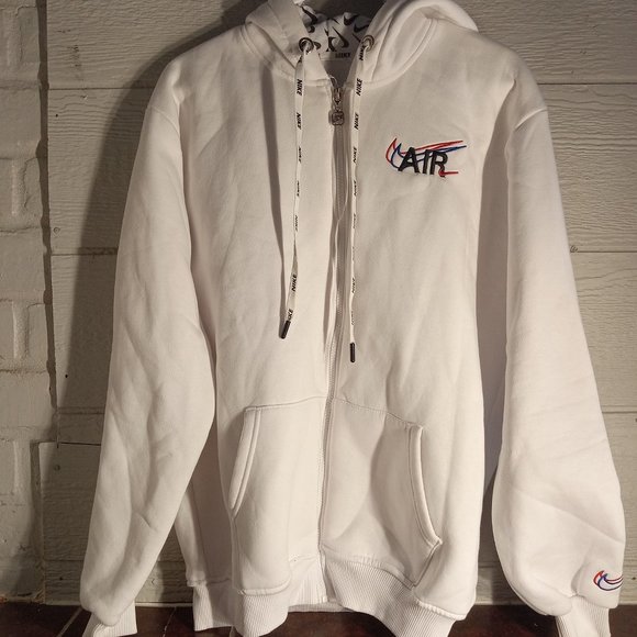 Retro Vintage Style Air Nike Double Swoosh Hoodie Zip Sweater - Picture 1 of 4